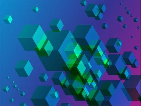 3D Cubes on Colorful Abstract Background Stock Illustration