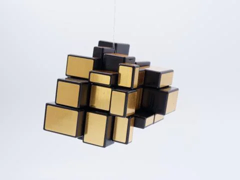 3d cubes of different sizes in a pyramid on a white background Stock Illustration