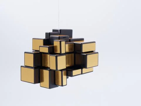 3d cubes of different sizes in a pyramid on a white background Stock Illustration