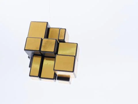 3d cubes of different sizes in a pyramid on a white background Stock Illustration