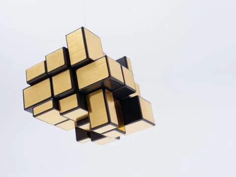 3d cubes of different sizes in a pyramid on a white background Stock Illustration