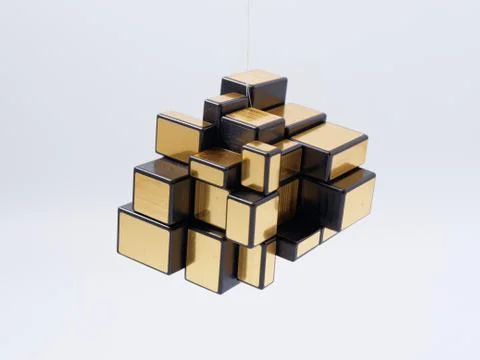 3d cubes of different sizes in a pyramid on a white background Stock Illustration