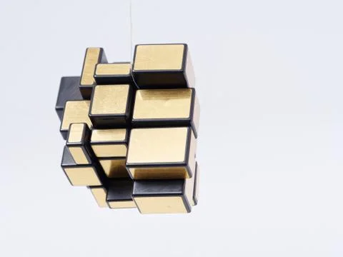 3d cubes of different sizes in a pyramid on a white background Stock Illustration