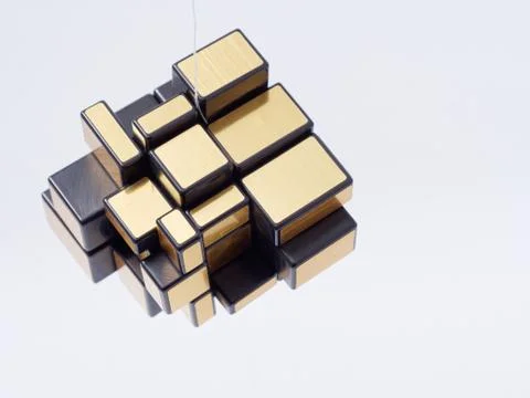 3d cubes of different sizes in a pyramid on a white background Stock Illustration