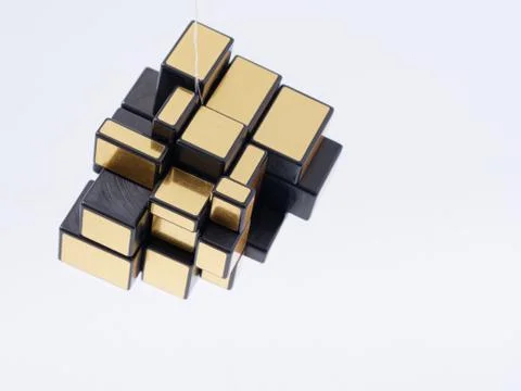 3d cubes of different sizes in a pyramid on a white background Stock Illustration