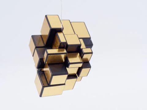 3d cubes of different sizes in a pyramid on a white background Illustrazione stock