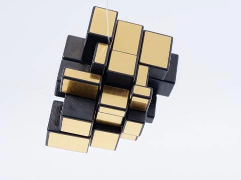 3d cubes of different sizes in a pyramid on a white background Stock Illustration