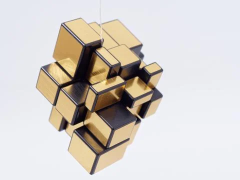 3d cubes of different sizes in a pyramid on a white background Stock Illustration