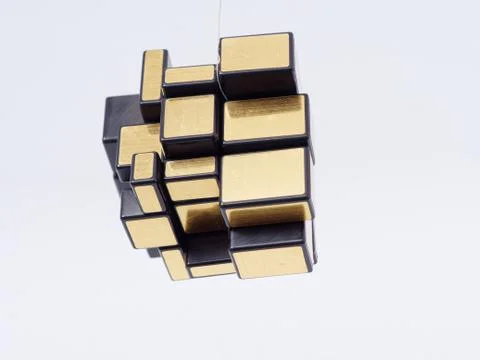 3d cubes of different sizes in a pyramid on a white background Stock Illustration