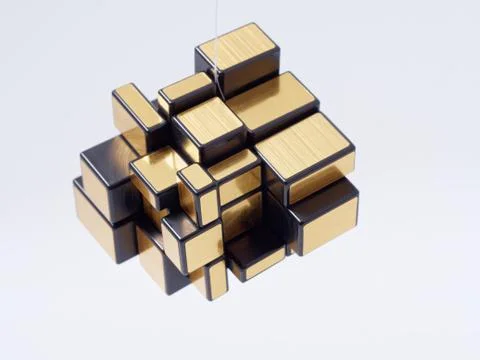 3d cubes of different sizes in a pyramid on a white background Illustrazione stock