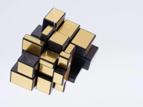 3d cubes of different sizes in a pyramid on a white background Stock Illustration