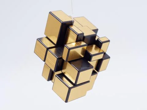 3d cubes of different sizes in a pyramid on a white background Stock Illustration