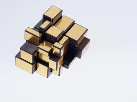 3d cubes of different sizes in a pyramid on a white background Illustrazione stock