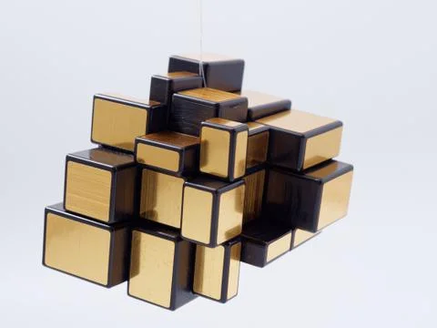 3d cubes of different sizes in a pyramid on a white background Stock Illustration