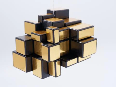 3d cubes of different sizes in a pyramid on a white background Stock Illustration