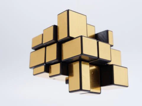 3d cubes of different sizes in a pyramid on a white background Stock Illustration