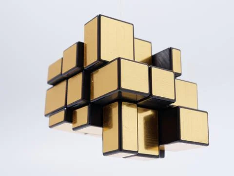 3d cubes of different sizes in a pyramid on a white background Stock Illustration