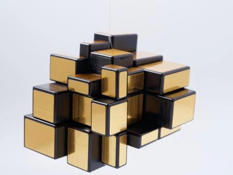 3d cubes of different sizes in a pyramid on a white background Stock Illustration