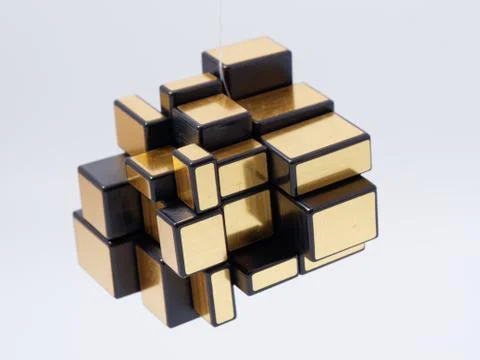 3d cubes of different sizes in a pyramid on a white background Stock Illustration