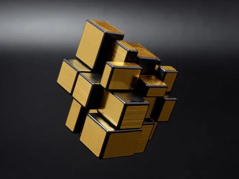 3d cubes of different sizes in a pyramid on a dark background Stock Illustration