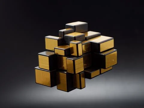 3d cubes of different sizes in a pyramid on a dark background Stock Illustration