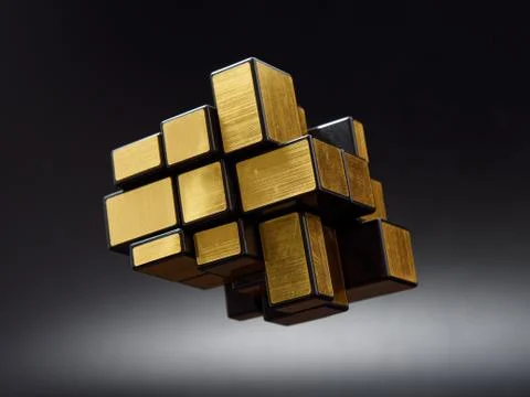 3d cubes of different sizes in a pyramid on a dark background Stock Illustration