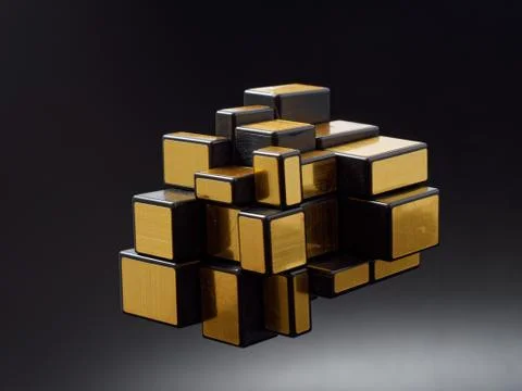 3d cubes of different sizes in a pyramid on a dark background Stock Illustration