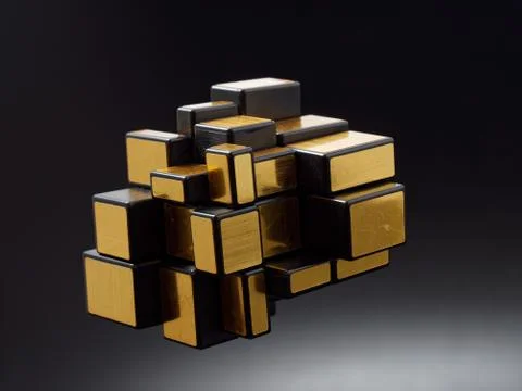 3d cubes of different sizes in a pyramid on a dark background Stock Illustration