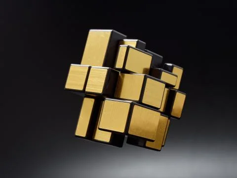 3d cubes of different sizes in a pyramid on a dark background Stock Illustration