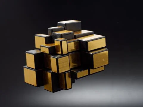 3d cubes of different sizes in a pyramid on a dark background Stock Illustration