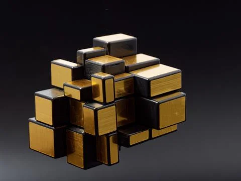 3d cubes of different sizes in a pyramid on a dark background Stock Illustration