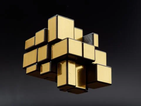 3d cubes of different sizes in a pyramid on a dark background Stock Illustration