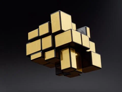 3d cubes of different sizes in a pyramid on a dark background Stock Illustration