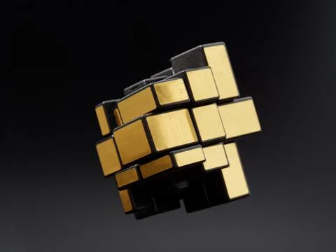 3d cubes of different sizes in a pyramid on a dark background Stock Illustration