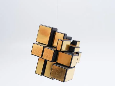 3d cubes of different sizes in a pyramid on a white background Stock Illustration