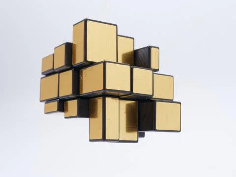 3d cubes of different sizes in a pyramid on a white background Stock Illustration