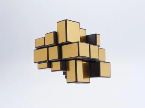 3d cubes of different sizes in a pyramid on a white background Illustrazione stock