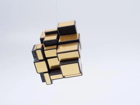 3d cubes of different sizes in a pyramid on a white background Illustrazione stock