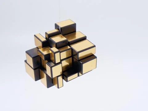 3d cubes of different sizes in a pyramid on a white background Stock Illustration