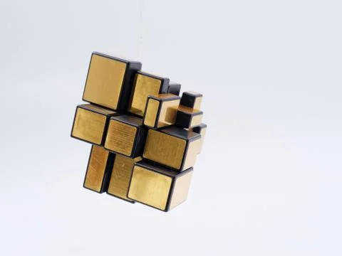 3d cubes of different sizes in a pyramid on a white background Stock Illustration