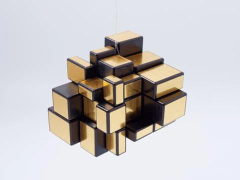 3d cubes of different sizes in a pyramid on a white background Stock Illustration