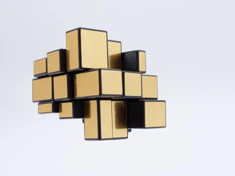 3d cubes of different sizes in a pyramid on a white background Stock Illustration