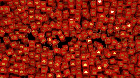 3D Cubes Hearts Transition Animation Stock Footage 98663495