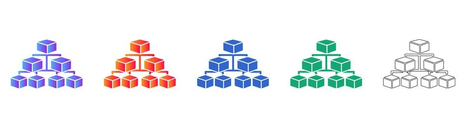 3D Cubes Hierarchy Structure Icons Иллюстрация