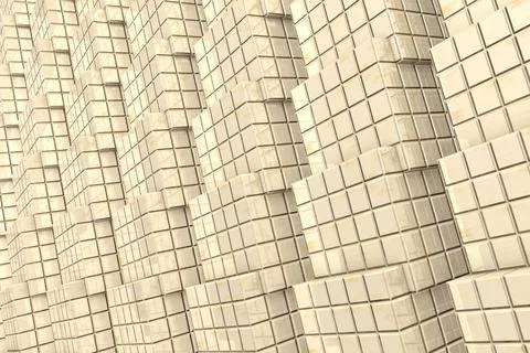 3D cubes joined together coated with gloss in beige color Stock Illustration