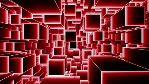 3d cubes lights tunnel. Сubic tunnel 3D animation. Stock Footage 198385334