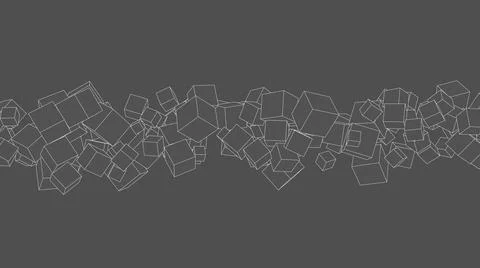 3d cubes. Sketch drawing effect. Gray background. Abstract illustration. Stock Illustration