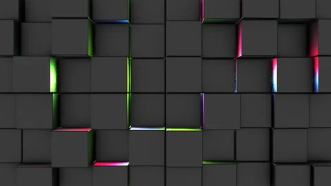 3D Cubes Slowly Moving Up and Down with RGB Backlight. Stock Footage 334464026