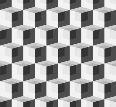 3D cubes spatial seamlessly repeatable monochrome pattern イラスト素材