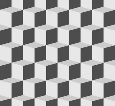 3D cubes spatial seamlessly repeatable monochrome pattern Stock Illustration